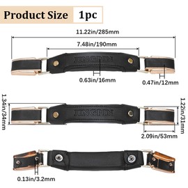 GORGECRAFT Leather Luggage Handles Pulls Replacement Parts 190mm Suitcase Grip Pull Carry Strap Spare Fix Holders with Golden End Caps for Ordinary Suitcase Travel Luggage Password Box Black