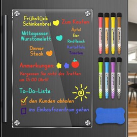 Suofuolef Acryl Wochenplaner für Kühlschrank, 20 X 30 cm Abwischbar Magnetischer Familienplane mit 8 Trocken Abwischen Marker