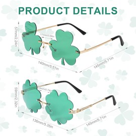XIHIRCD 2 Pairs St. Patrick's Day Sunglasses, Green Shamrock Glasses & Four Leaf Clover Glasses Irish Sunglasses Leprechaun Glasses Eyewear for St. Patrick's Day Accessories Costume Decor