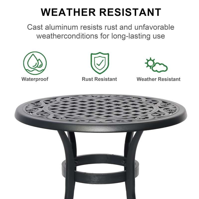 Withniture Cast Aluminum Outdoor Side Table, All Weather Metal End