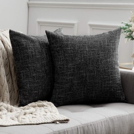 Miulee Pack of 2 Linen-Look Home Decorative Cushion Covers with Zips, for Sofa, Bedroom, Car