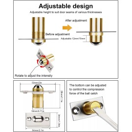 Jiayi 2 Pack Invisible Door Catch For Closet Adjustable Brass Ball Hardware 20000 Uses