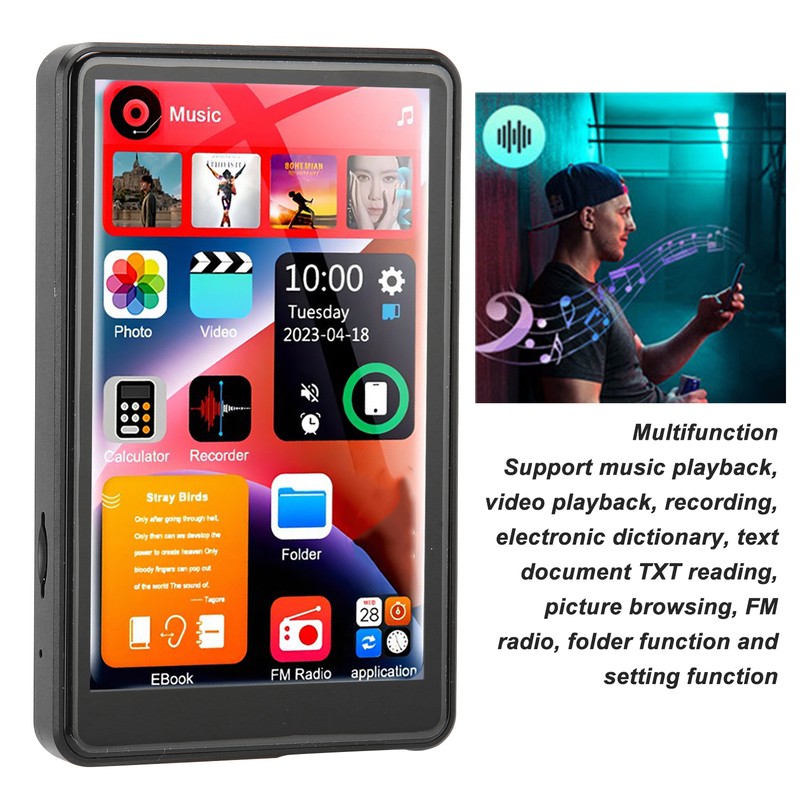 MP3 Player 4 Inch Full Touch Screen HD Noise Reduction