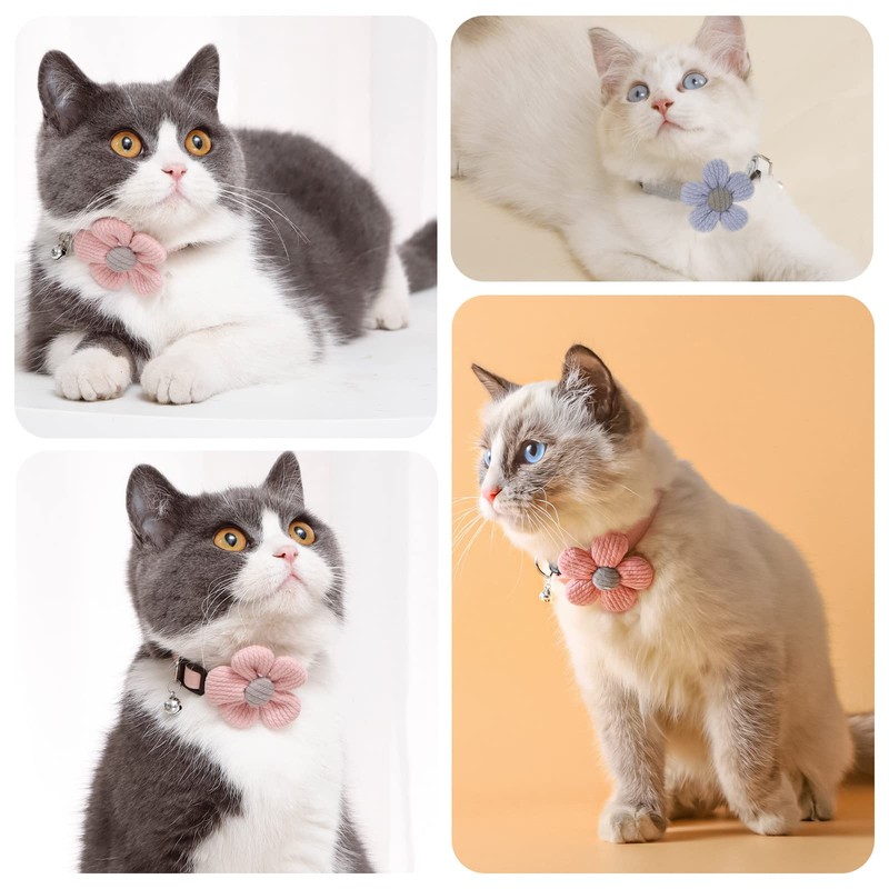 Liroyal Cat Collars (2 Pack) Pet Puppy Collars with Bell