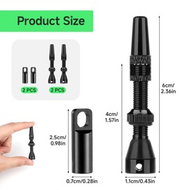 OIHCAZ Tubeless Valve, Aluminum Alloy Tubeless Valves Presta 2PCS Rust-Proof Strong Airtightness Suitable for Road Bikes Mountain Bikes