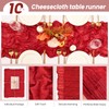 10 Pack Red Cheesecloth Table Runner, 10FT Long Semi-Sheer Gauze
