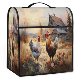 YPPAHHHH Mixer Cover Rustic Rooster Hen Painting Kitchen Aid Stand Mixer Cover Waterproof Coffee Maker Machine Dust Cover with Pocket, Kitchen Counter Appliance Covers Mixer Assecories