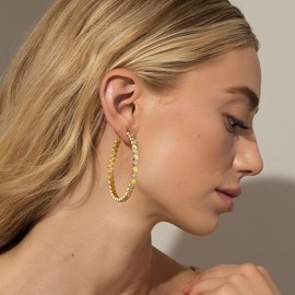VEEDOFA Gold Hoop Earrings for Women, Hypoallergenic Trendy Large Big Hoops Earrings with 5A+ Cubic Zirconia, Lightweight 14K Gold Plated Earrings for Gift, Jewelry for Women