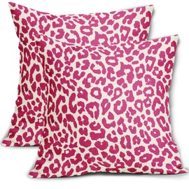 Aytipun Hot Pink Leopard Print Pillow Covers 18x18 Set of 2 Cheetah Animal Pattern Chinoiserie Decorative Outdoor Pillowcases Rustic Farmhouse Zipper Throw Cushion Case Decor for Home Couch Sofa Bed