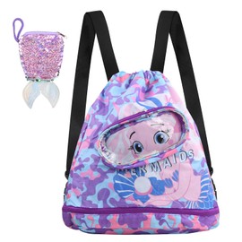 Rundago Drawstring Backpack for Kids, Sports Gym PE Bag for Kids, Drawstring Bags for Children, Backpack for Kids, Drawstring Gym Bag Swimming Bag for Kids, Waterproof Drawstring Backpack for Girls