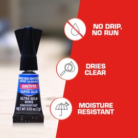 Loctite Super Glue Ultra Gel Minis, Clear, 0.03 fl oz Tube, 3 Pack - Superglue for Plastic, Wood, Metal, Crafts & Repair, Cyanoacrylate Adhesive Instant Glue, Quick Dry