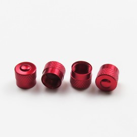 Pitlane Performance® Aluminium Valve Caps, Pack of 4 Valve Covers, Aluminium Car Tyre Valve Caps, Schrader Valve Caps for Car, SUV, Motorcycle, Bicycle (Red, Racing)