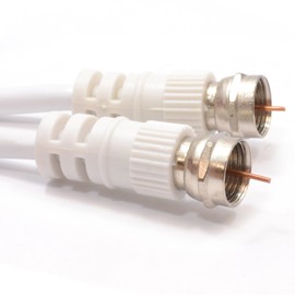 kenable Satellite F Connector Plug to Plug 75 ohm RG59 Cable White Lead 5m [5 metres]