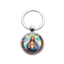 Générique Keyring Bag Jewellery Jesus Christ Sacred Heart Steel Silver 5.6 x 2.8 cm, silver