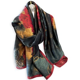 Weximil 100% Large Silk Feeling Scarf - Womens Long Satin Scarf Fashion Designer Scarf Lightweight Wraps 011