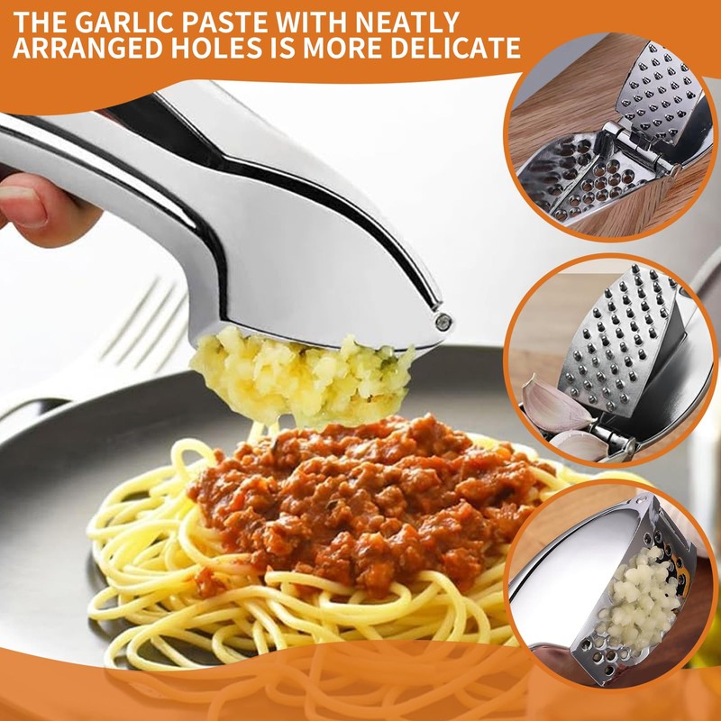 Premium Garlic Press, Heavy Duty Easy-to-Clean Garlic Mincer & Crusher,