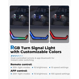 KEMIMOTO RGB Fang Lights with Music Sync Multicolor Modes, APP Control, Waterproof LED Turn Signal Front Accent Light Compatible with Polaris RZR XP 1000 Turbo 2019-2023# 2884871