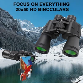 20x50 HD Binoculars for Adults High Powered with Phone Adapter, Large View Binoculars with Clear Low Light Vision, Binoculars for Bird Watching Concert Hiking Travel