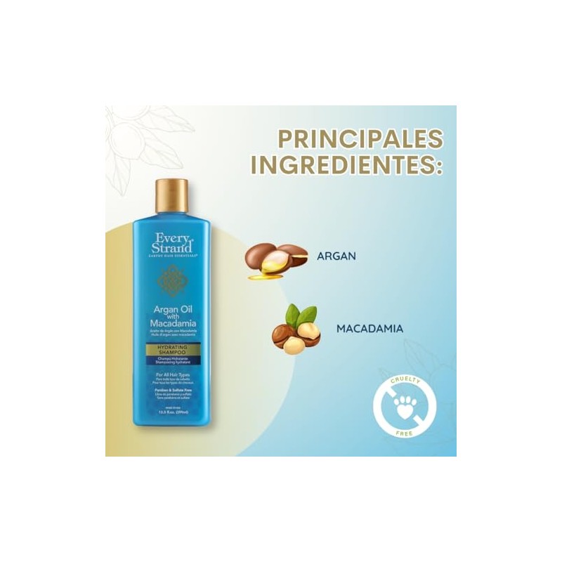 Every Strand Shampoo Hidratante con Aceite de Argan con Macadamia