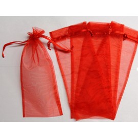 6x14 Organza Sheer Bags - Bottle/Wine Bags Gift Pouch - Red (12pc/$0.90 each)