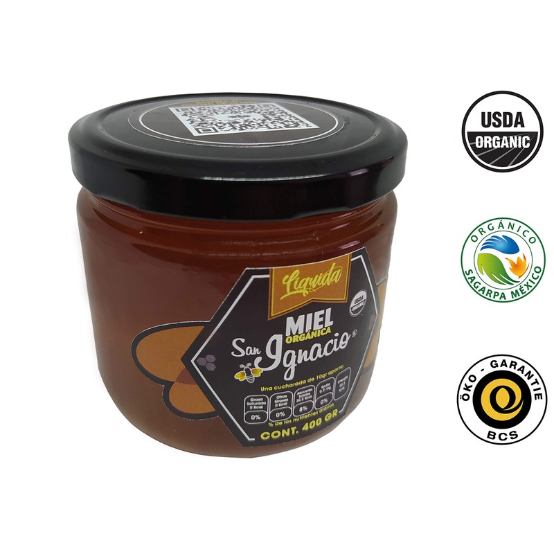 Miel Orgánica San Ignacio Liquida Multifloral Frasco (400 g)