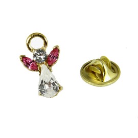 6030606 October Crystal Birth Month Angel Pin Guardian Lapel Brooch Tie Tack