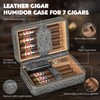Scotte Cigar Humidor Box, Cigar Lighter Cedar Wood Lined Leather