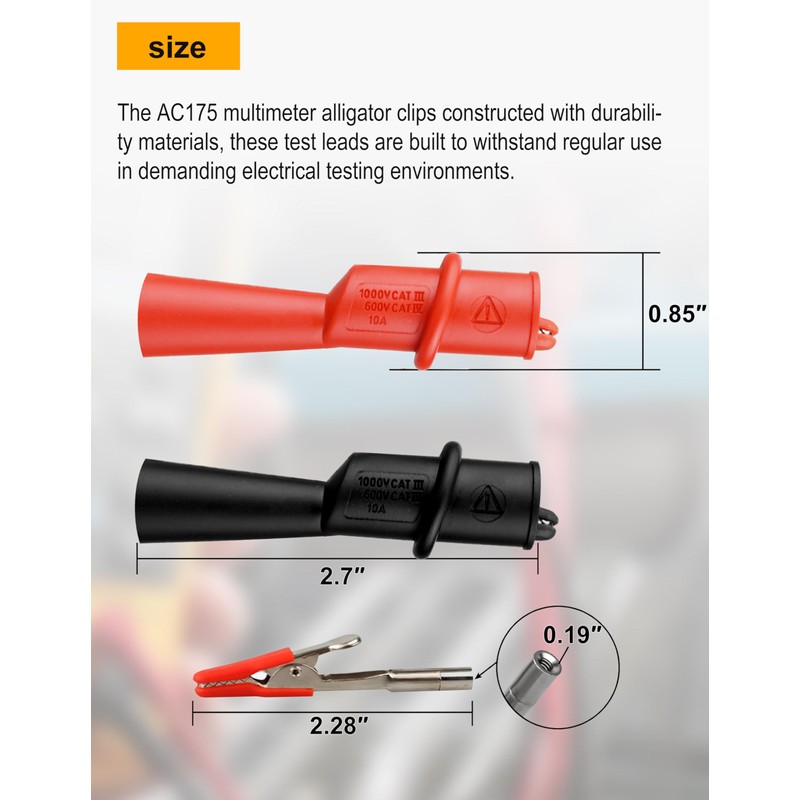 ZIBOO AC175 Threaded Slide-On Alligator Clip Set with Flexible Boots,