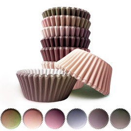 qiqee 300PCS Standard Gradient Cupcake Liners Cupcake Cups 6 Designs Coffee Gradient Cupcake Papers Baking Cups Cupcake Wrappers (Medium Size)