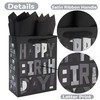 2-Pack 10.6” Medium Black Happy Birthday Gift Bag Set with