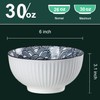 QINLANG 6 Inch Blue and White Porcelain 30 oz Bowls