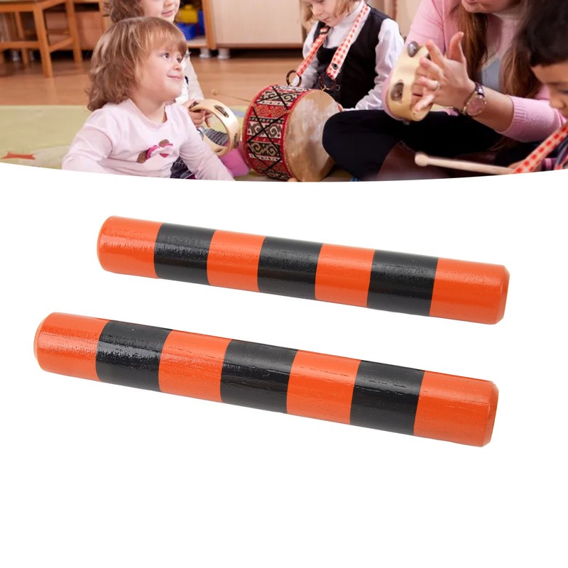 1 Pair Rhythm Sticks Wooden Case Iron Beads Sand Stick
