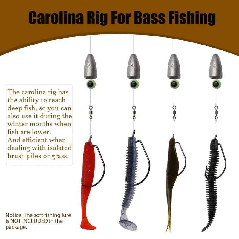 Dovesun Carolina Rig Kit for Bass Fishing Bullet-Weights Carolina Ready