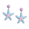 Anmpab Boho Raffia Starfish Earrings Raffia Straw Wrapped Starfish Drop