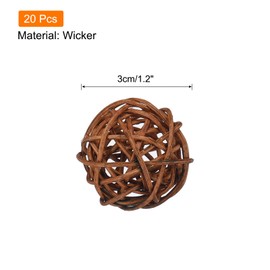 sourcing map Wicker Rattan Balls 1.2 Inches for Vase Fillers Wedding Garden Hall Party Brown Pack of 20