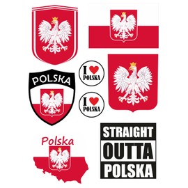Daged Poland Sticker Card Pack of 8 – Car Sticker Motorcycle Biker Flag Vinyl AKN