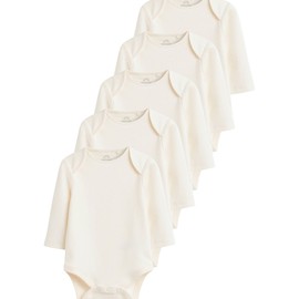 NEXT 5 Pack Essential Long Sleeve Baby Bodysuits, cream