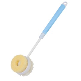 OWIIZI Back Scrub Brush for Shower,Retractable Double-Sided Long Handle Antiskid Bath Brush for Back Use Wet or Dry Deep Cleanse Back Loofah Bath Sponge with Handle