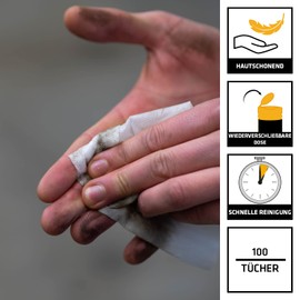 Sika – feuchte Reinigungstücher – Sika PowerClean Weiß – ideal für die Werkstatt – saubere Hände ohne Waschen – Spenderbox mit 100 Tüchern