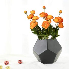 5 tallos de flores artificiales de seda de ranúnculo, naranja, 23 pulgadas de alto, resistentes a los rayos UV, tallos doblables para centros de mesa de boda, decoración del hogar (naranja