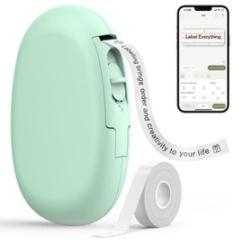 SUPVAN E10 Bluetooth Label Maker Machine with Tape, Continuous Waterproof Label, Versatile App with 35 Fonts and 1k+ Icons, Label Printer for Home, Kitchen, School, Office Organization, Green