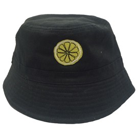 UKPrintwear Lemon (Roses) Embroidered Bucket Hat 'The Reni' Black L/XL