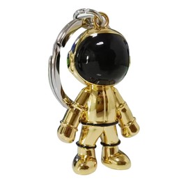 BONTOUJOUR Men Women Creative Stylish Metal Astronaut Robot Keychain, Small Size Metal Key Chain Car Key Rings Key Holder Valentine Christmas Gift Bag Pendant Strap -Gold