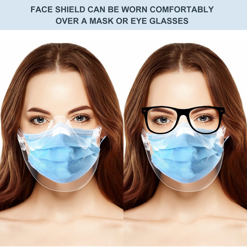 5PCS Transparent Face Shield, Lightweight Anti-Fog Clear Face Mask, Sturdy