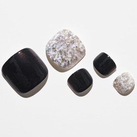 GLAMERMAID Press on Toenails, Glitter Black Gel Glue on Toe Nails, Glossy Toe Nails Reusable UV Finish Fake Nails Acrylic False Nails Manicure Kits for Women