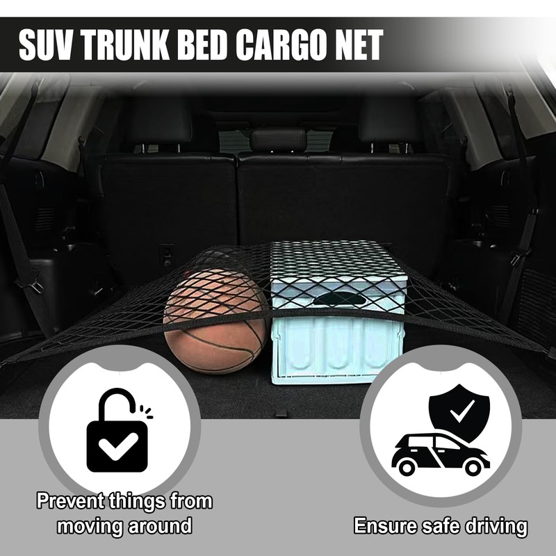 UHANBUT Elastic Cargo Net, Polyester Fabrics Trunk Organizer, 31.5'' x