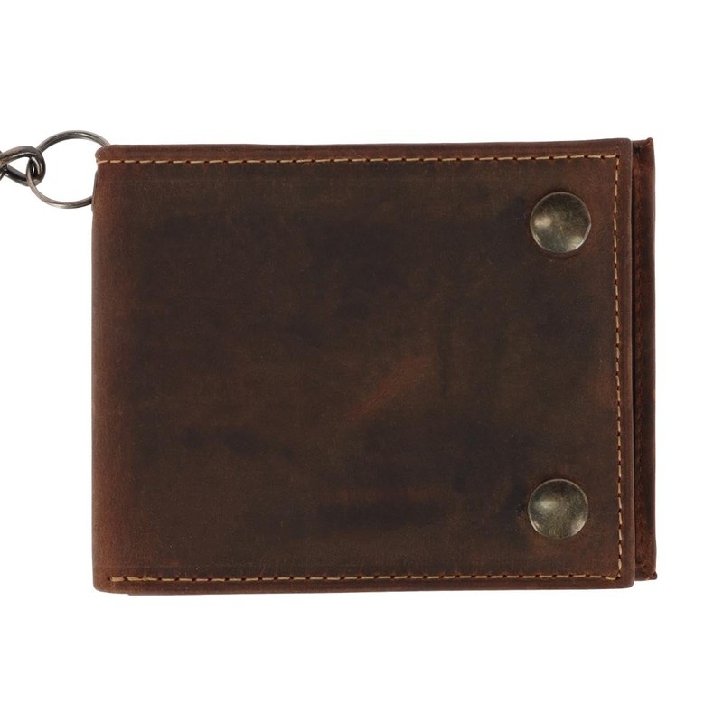 Men's Leather Bifold Chain Wallet, brown