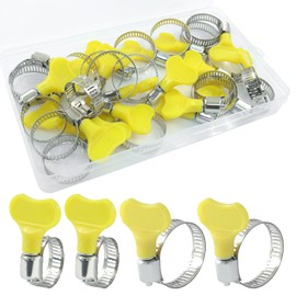 Aracombie 20Pcs Thumb Screw Hose Clamps Assortment Kit, Adjustable 16-29mm (5/8"-1-1/8") Key-Type Hose Clamp for Automotive, Plumbing, Intercooler Pipes & Fuel Lines