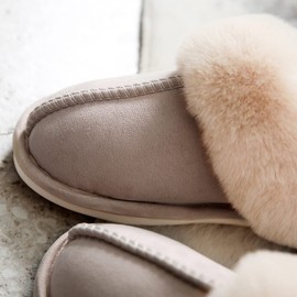 Euyqs Winter Warm Fluffy Slippers, Anti-Slip, Indoor Use, For Guests, Khaki