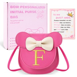 Toddler Purse Kids Wallets for Girls 1 2 3 4 5 6 7 8 9 Year Old Birthday Gift,Cute Mini Mouse Purse Crossbody Shoulder Purse for Little Girl,Initial Wallets Toddler Christmas Gifts(Small,Rose F)